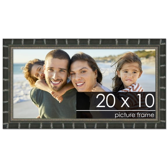 20x10 Bamboo Black Complete Wood Picture Frame with UV Acrylic, Foam Board Backing, & Hardware