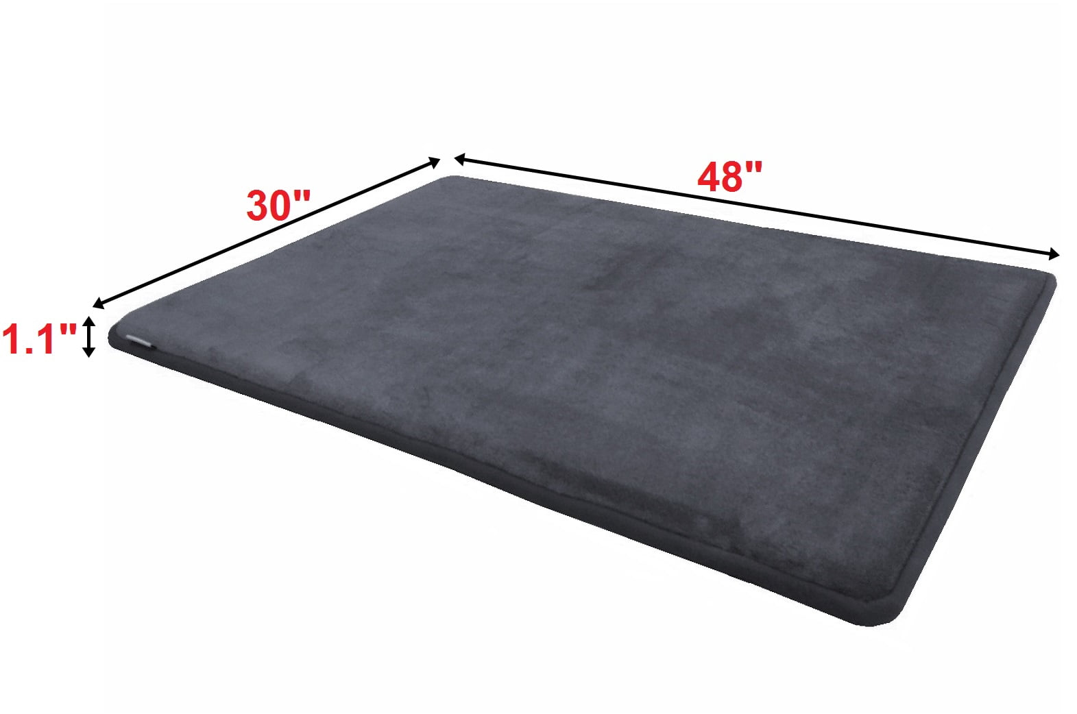 48"x30"x1.1" Memory Foam Coral Fleece Gray Mat Bed with Waterproof Anti Slip Bottom for Dogs