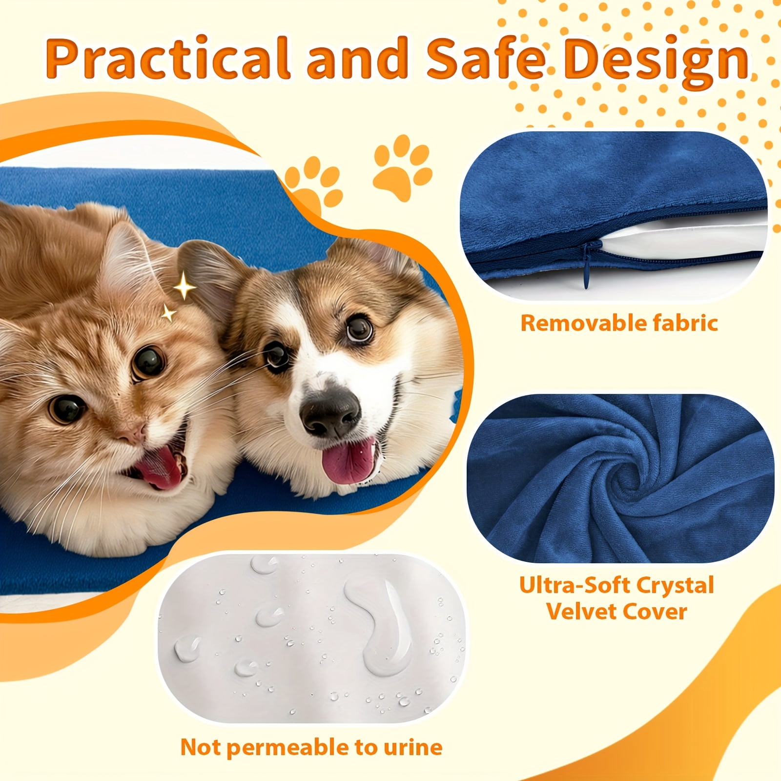 Outdoor Pet Heating Pad for Cat Dog, Heated Mat with Waterproof Cover and Automatic Temperature Control, Suitable for Cat Houses, Dog Houses, Small Beds, Porches, 16.5" X 18",Blue