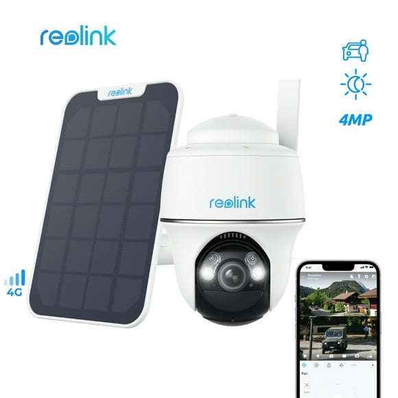 REOLINK 4MP 3G/4G LTE Outdoor Wireless Battery-Powered Security Camera, Smart Person/Vehicle Detection, 355°/140° Pan &Tilt, 2-Way Talk, Go PT Series PTCam ProHD + Solar Panel