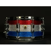 Ludwig 14" x 6.5" Custom Maple Snare Drum, Red/Silver/Blue