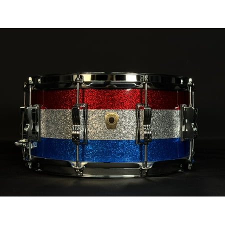 Ludwig 14" x 6.5" Custom Maple Snare Drum, Red/Silver/Blue