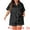 Black, variant on Women's Plus Size 2-Piece Satin Button Down Pajamas Set 1X Black