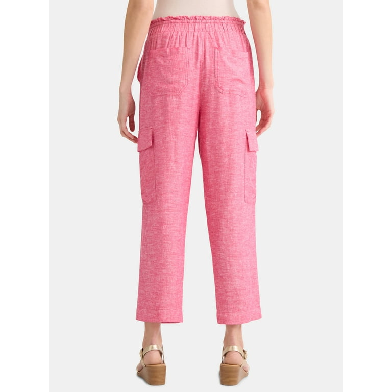 Time and Tru Women's and Women's Plus Linen Blend Cropped