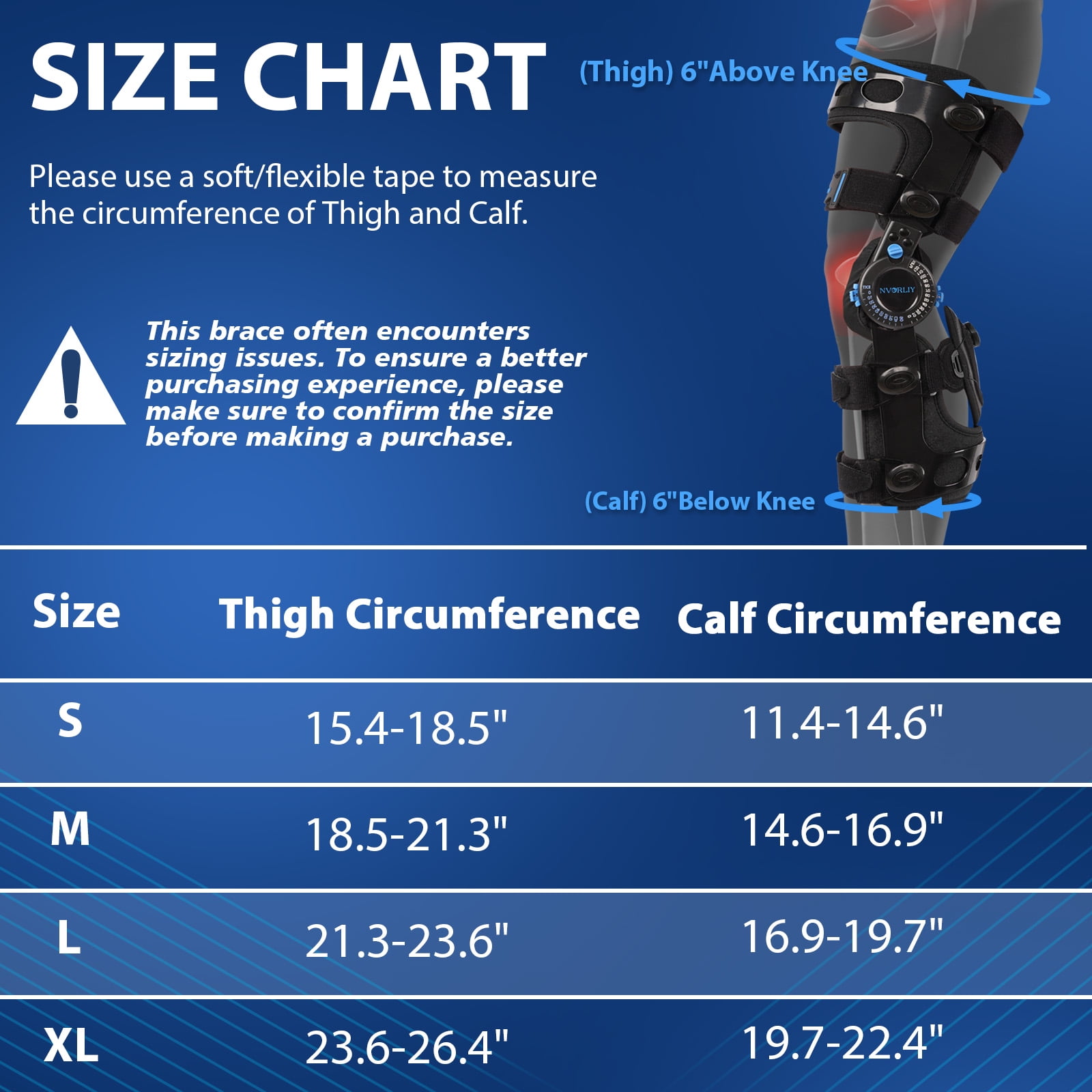 Nvorliy Knee Brace for Functional Posterior Cruciate Ligament (PCL) Recovery Stabilization, Adjustable Medical Post-Op Orthosis for Post-Surgery Support, Women and Men (Right, Large)