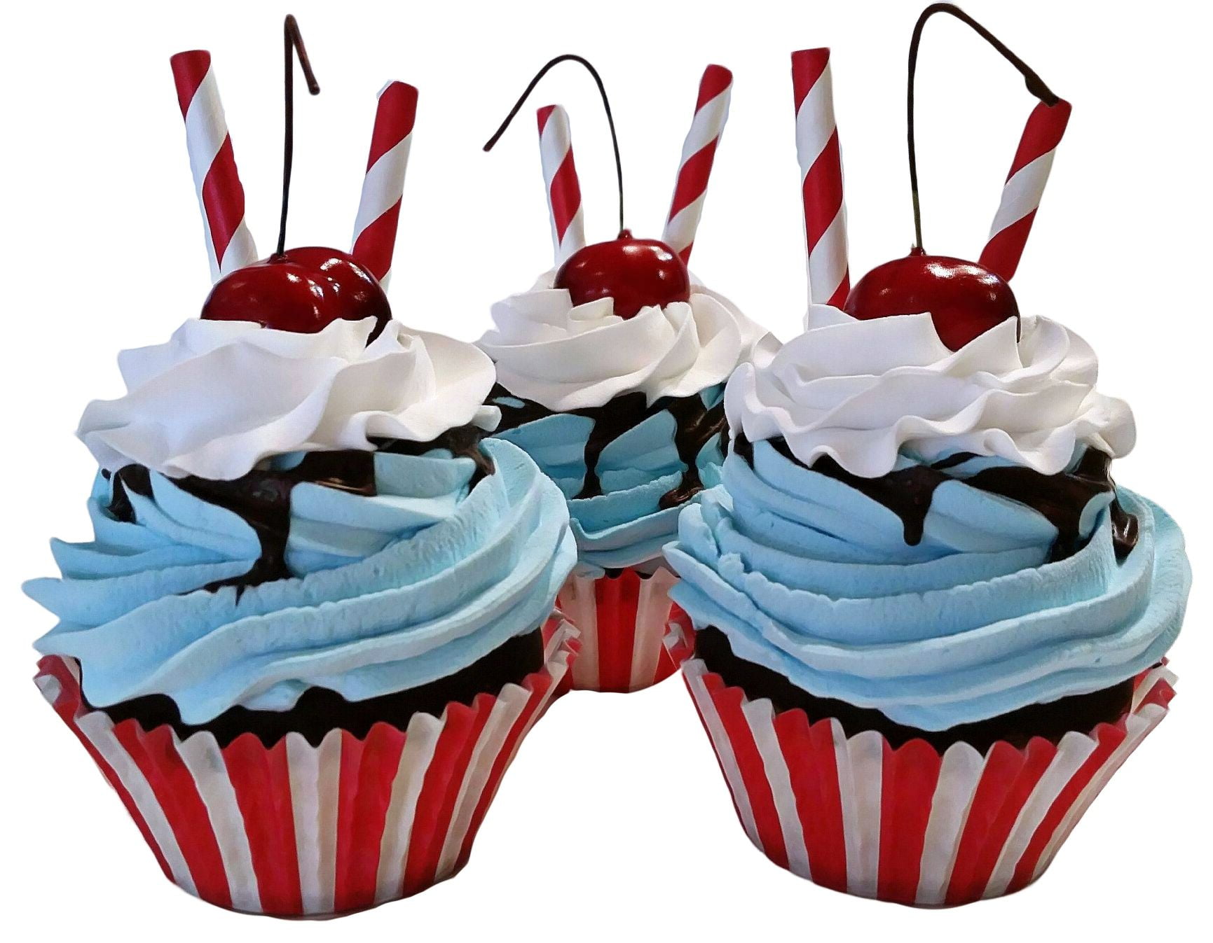Faux Cupcakes Prop Holiday Decoration Christmas Cupcakes Set of 3 