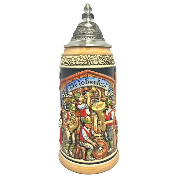 Oktoberfest Musicians with People Drinking Beer LE German Beer Stein 1 L