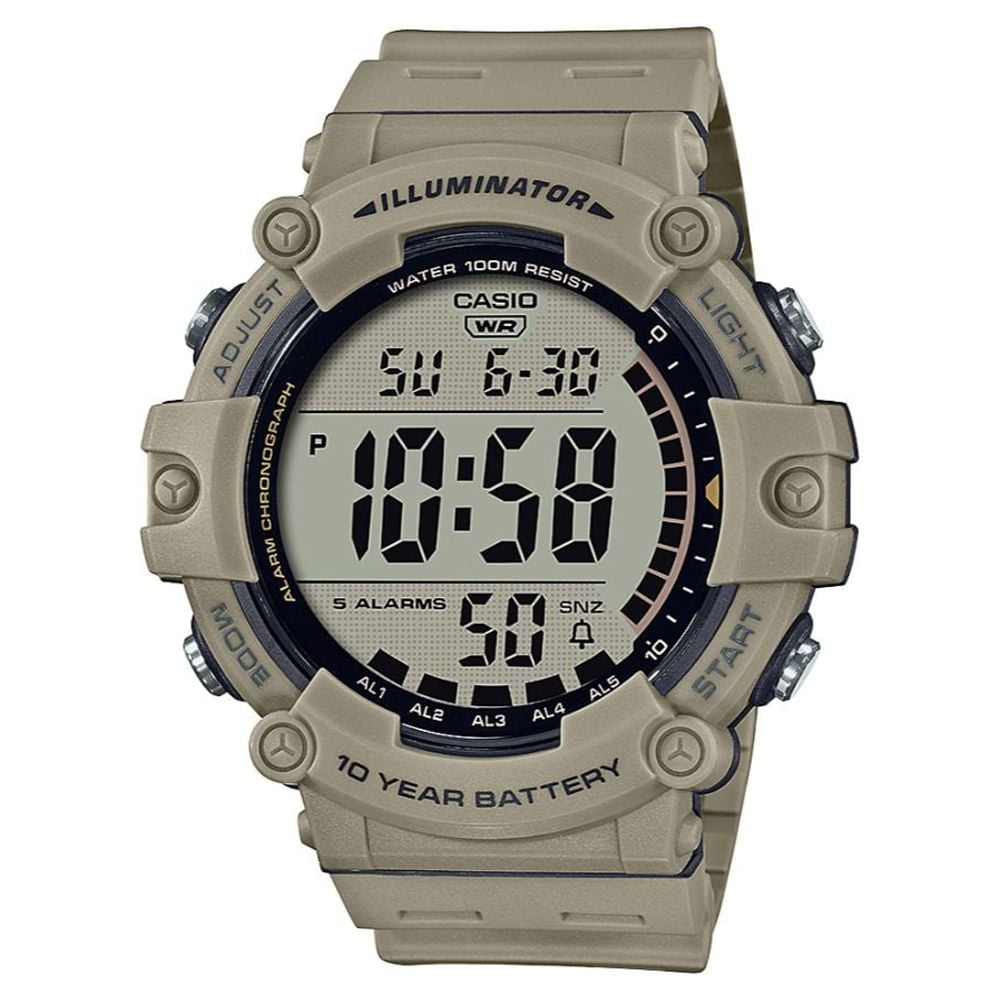 Casio Men's Wide Face Digital Tan Resin Strap Watch