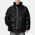 thumbnail image 4 of cocolona Mens Puffer Jacket Long Sleeve Zip Up Stand Collar Down Jacket Winter Thick Warm Coat with Pockets, 4 of 9