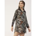 thumbnail image 3 of Moomaya Printed Womens Collared Long Shirt, Button Down Casual Summer Shirt Dress, 3 of 8