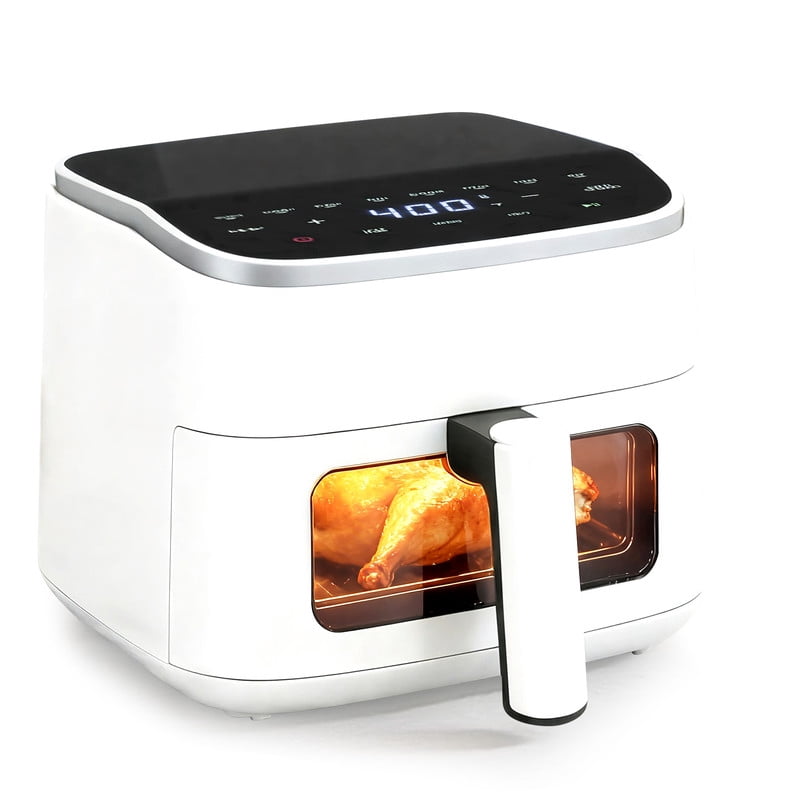 Dozzle 4QT Visual Window Air Fryer, 1500W Touchscreen Display with 8 Cooking Presets, Automatic Shut-Off, Nonstick Basket Dishwasher Safe, 60-Minute Timer, Up to 400°F, White