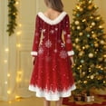 thumbnail image 4 of Christmas Party Printed Dresses For Women Vintage Christmas Midi Dress, Casual Dresses, Cocktail Dress, Party Festive Dresses, Holiday Print, Retro Style,Wine,2XL, 4 of 6
