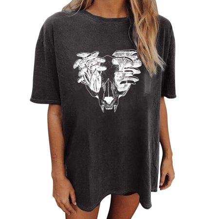 

Plus Size Tops for Women Womens Shirts Women s Shirt Tees Funny Short Sleeve T Shirt Print T-shirt Tops Blouse Gift for Women Nursing Tank Tops Black Corset Top Clearance Gray 2XL