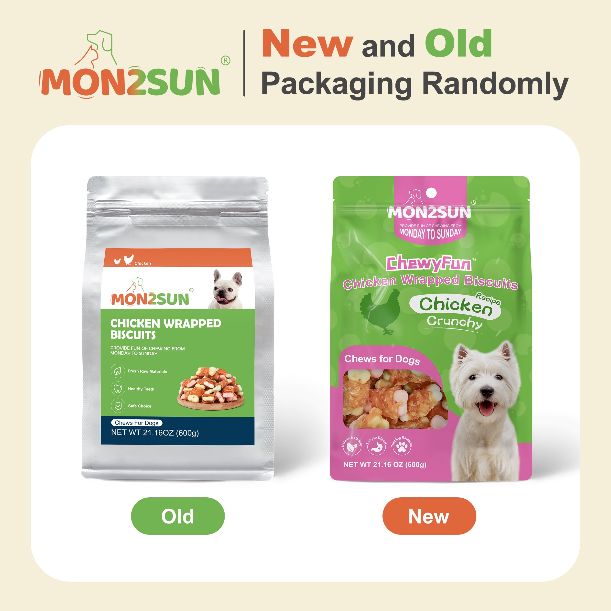 MON2SUN Chicken Wrapped Biscuits Dog Treats, 21.16 oz