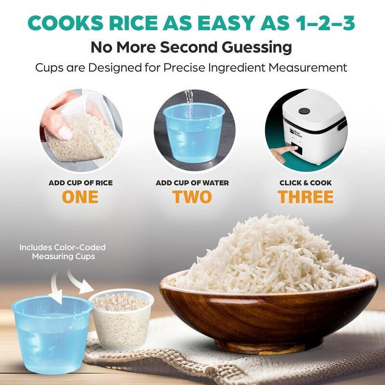 Rice Robot 4 Cup White Space Saving Rice Cooker with Ceramic Nonstick Inner Pot