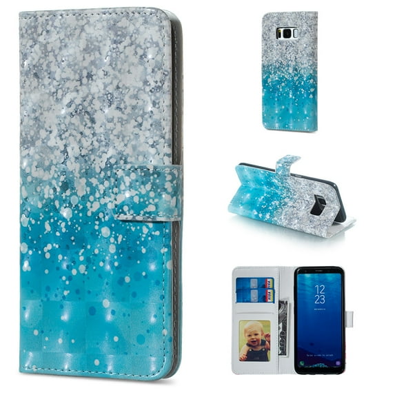 Galaxy S8 Case, Galaxy S8 2017 Case, Allytech 3D Emboss PU Leather Flip Protective Wallet Stand Cover & Credit Card Slots Pocket for Samsung Galaxy S8 (5.8") (Sliver Sand)