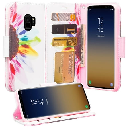 Galaxy S9 Plus Case, Samsung Galaxy S9 Plus Phone Cases, Flip Folio [Kickstand Feature] Pu Leather Wallet Case with ID & Credit Card Slot For Galaxy S9 Plus - Sun