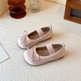 thumbnail image 2 of FINALGANG KIds Girls Elastic Strap Front Tiny Bow Satin Mary Jane Shoes Soft Flat Sole Lightweight Princess Daily Party Dress Shoes Lovely Shoes 6-6.5 Years, 2 of 7