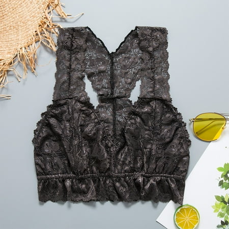 

QWERTYU Bras for Women Racerback Bralettes Wireless Comfortable Bra Black L