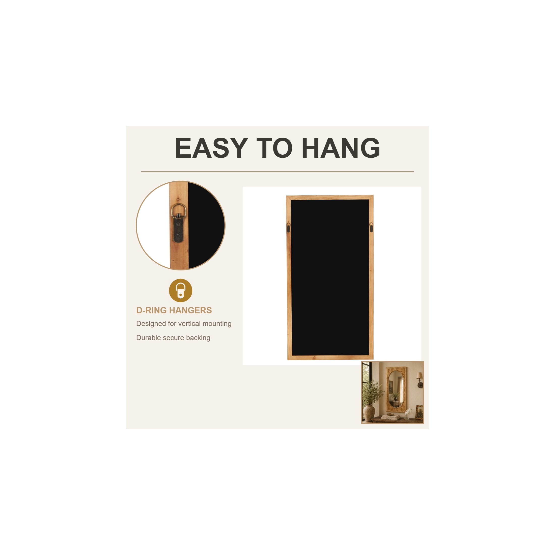 DecMode 22" x 42" Brown Wall Mirror with Oval Center