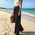 thumbnail image 5 of Liuinsasek Womens Wide Leg Pants Solid-Color High-Waisted Casual Drawstring Pants Elastic Waistband with Ruffle Trim Lightweight and Comfortable, 5 of 7