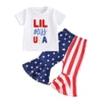 thumbnail image 4 of mgoYE 4th of July Outfits Toddler Baby Girl Fourth of July Clothes 12 18 24 Months 2T 3T 4T American USA Embroidery T-Shirt Flag Stripe Pants Set Size 18-24 Months, 4 of 4