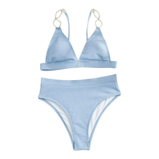 Mujer Cómodo Sólido Con Almohadilla En El Pecho Sin Aros Bikini Dos Hombros Divididos Traje De Baño OAVQHLG3B Store lin121212