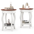 thumbnail image 1 of Gymax 2PCS 2-Tier Side Table w/ Storage Wooden Nightstand & Shelf & Solid Rubber Wood Legs, 1 of 10