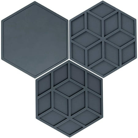

3Pcs Silicone Tripod Kitchen Heater Pad Silicone Pot Holder Coaster Insulation Pad for Hot Pot and (Gray)