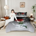 thumbnail image 4 of Homewish Valentine'S Day Rose Bedding Comforter Set,Romance Flower Floral Twin Comforter Sets,Red Gray Bedding Set For Men Women,Luxury Bedroom Decor Reversible,2pcs, 4 of 8