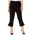 thumbnail image 1 of Pantalones Casual I-N-C recortados con dobladillo con volantes Mujer Negro 18W, 1 of 1