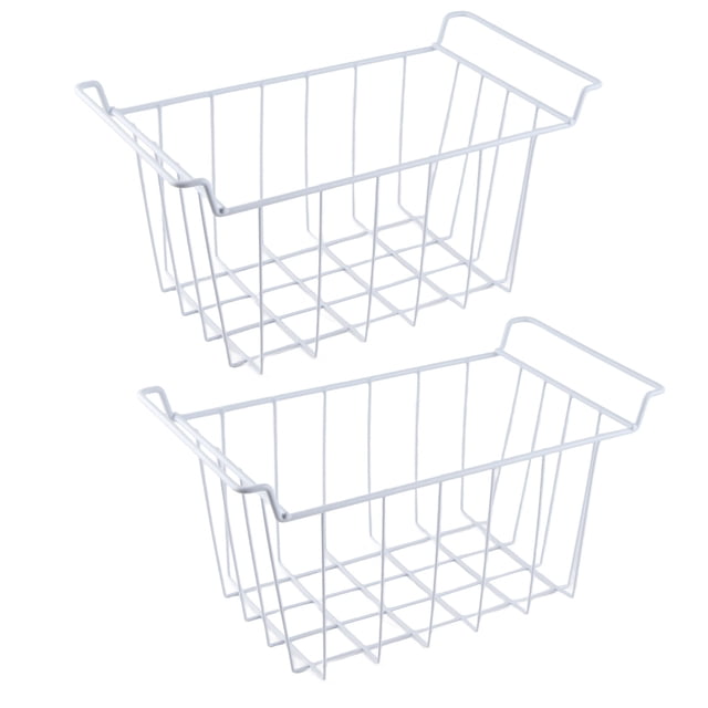 2 Pack Freezer Organizer Bins, Refrigerator Wire Storage Baskets with Handles, Large Household Container Bins for Kitchen Cabinets,
