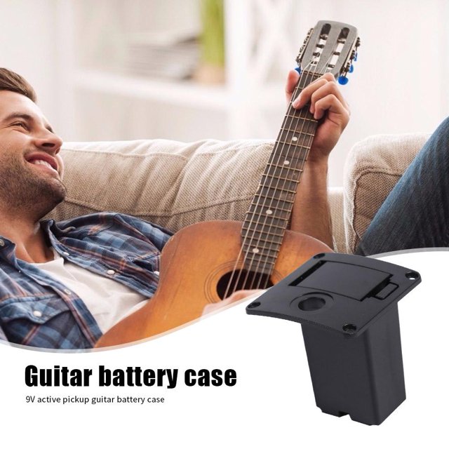 Levantar Caja de batería de bajo de guitarra ABS de 9V, compartimento activo, accesorios para guitarra
