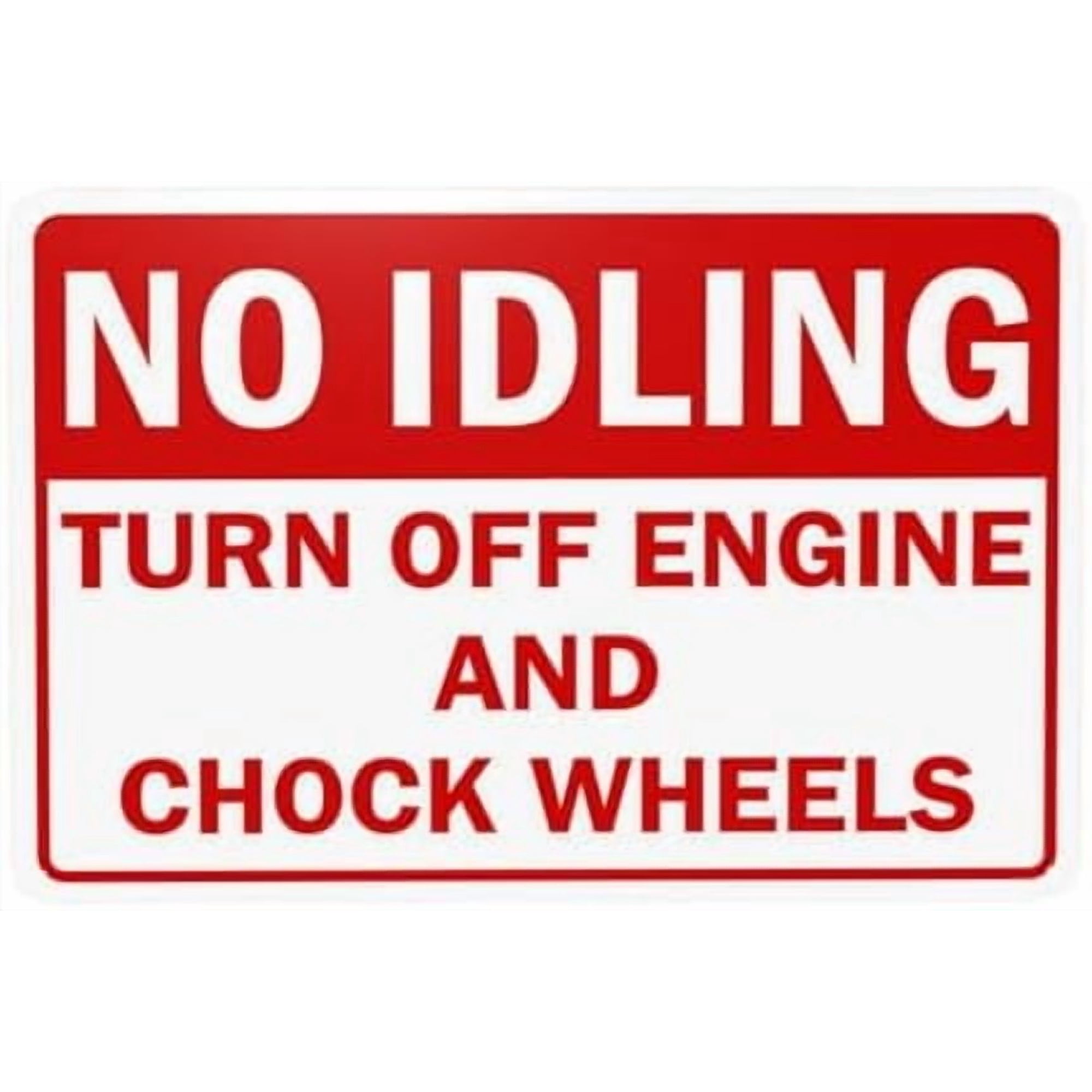 2 Pack Metal Tin Sign No Idling Turn Off Engine And Chock Wheels Warning Sign Truck Safety Security for Home Business Outdoor Indoor Yard Garage Street Wall Safety Caution Custom Decor 12 x 8 Inch