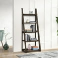 thumbnail image 3 of 5-Tier Bookshelf,Modern Ladder Bookcase,5 Shelves Storage Rack Ladder Shelf for Living Room, Home Office,Brown, 3 of 7