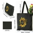 thumbnail image 3 of JEUXUS Sunflower Cute Dandelion Graphics Initial Canvas Tote Bag for Women 2 Pcs Canvas Tote Bags with Zipper Black, 3 of 8