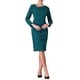 thumbnail image 1 of INSPIRE CHIC Vestido de Mujer Formal de Cuello Asimétrico de Manga Larga Midi de Stretch 2XL Azul Pavo Real, 1 of 5