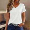 thumbnail image 6 of Womens V Neck Tees Casual Summer Solid T Shirts Short Sleeve Tops White XL(XL), 6 of 8