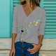 thumbnail image 1 of ICHUANYI Clearance Women Ladies Plus Size Casual Long Sleeve Print V-neck Pullover Tops Shirt ICHUANYI "ICHUANYI", 1 of 4