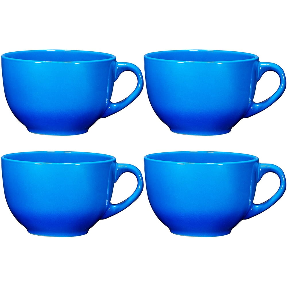 Jumbo Soup Bowl and Cereal Mugs Wide Ceramic Mug Set of 4, 24 Ounce, By