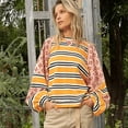thumbnail image 2 of Suéter con estampado de rayas y flores para mujer, suéter de cuello redondo, suéter básico, suéter informal de manga larga con cuello redondo, sudaderas cálidas para otoño e invierno, 2 of 5