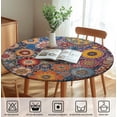 thumbnail image 4 of Round Tablecloth with Elastic Edge, 36-60Inch Waterproof Table Cloth for Dinner, Outdoor, Picnic, 52inch, Colorful Mandala, 4 of 6
