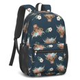 thumbnail image 2 of Highland Cow and Flower Print 17" School Backpacks for Teens,Waterproof Oxford Fabric,S-Shape Padded Straps for School,Travel,Hiking,Camping, 2 of 6