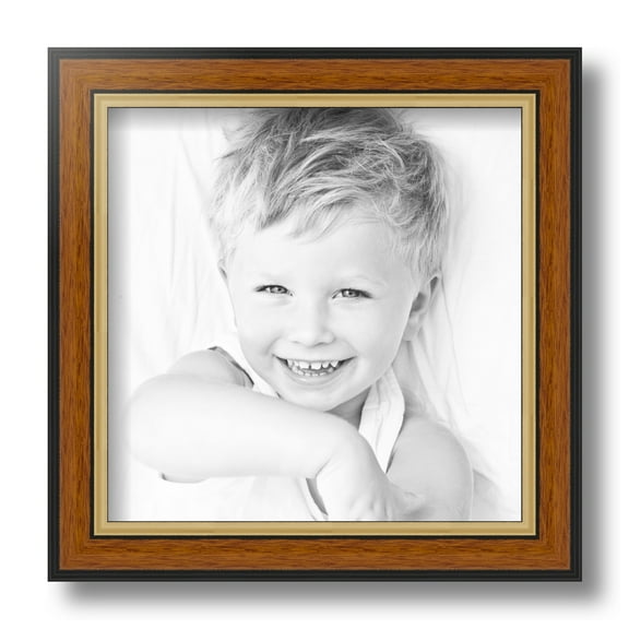 ArtToFrames 9x9 Inch Medium Tri-colored Frame Picture Frame, This Brown MDF Poster Frame is Great for Your Art or Photos, Comes with Regular Glass (4446)