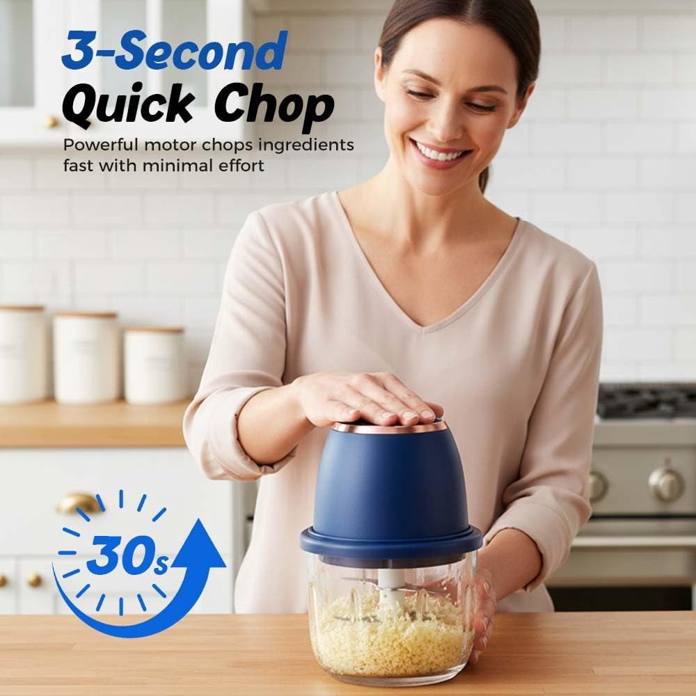 Rechargeable Electric Garlic Chopper, 350ml Compact Mini Portable Food Processor For Household Kitchen Cooking