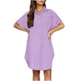 thumbnail image 5 of Admvng Summer Dresses for Women 2025 Casual Button Up Cotton and Linen Mini Shirt Dress S-2XL, 5 of 8