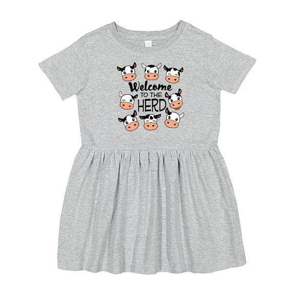 Inktastic Welcome to the Herd with Cute Black and White Holstein Cows Girls Toddler Dress