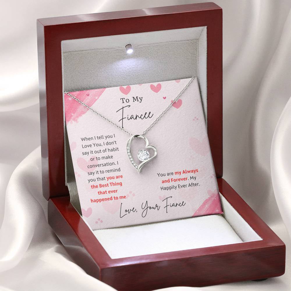 REAL Silver Heart Necklace Best Fiancee Ever Jewellery Gift Box Birthday Present 