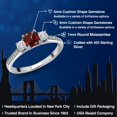 thumbnail image 2 of Gem Stone King 925 Sterling Silver Cushion Red Garnet and White Moissanite 3 Stone Engagement Ring for Women (1.13 Cttw, Gemstone January Birthstone, Available in Size 5, 6, 7, 8, 9), 2 of 6