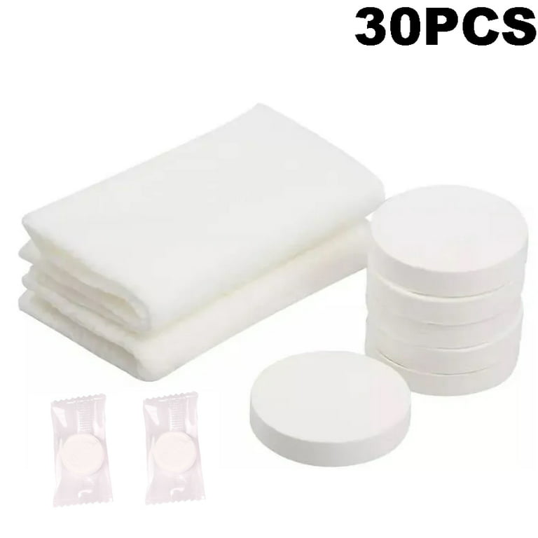 30 Compressed Cotton Towels for Face, Hands and Body - Cotton